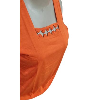 Imagem de Blusa Regata Feminina Raio de Luz Viscose Detalhe Strass na frente Plus Size Laranja