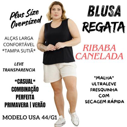 Imagem de Blusa Regata Ribana Fina Plus Size 3055A