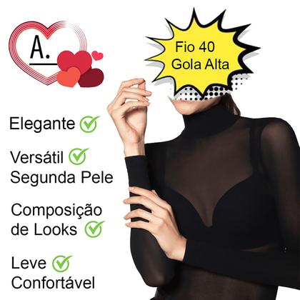 Imagem de Blusa Segunda Pele Gola Alta Manga Longa Fio 40 Tamanho Único 38-44