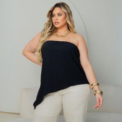 Imagem de Blusa Sem Alça Blusinha Plus Size Assimétrica Fresquinha Moda Verão 2026