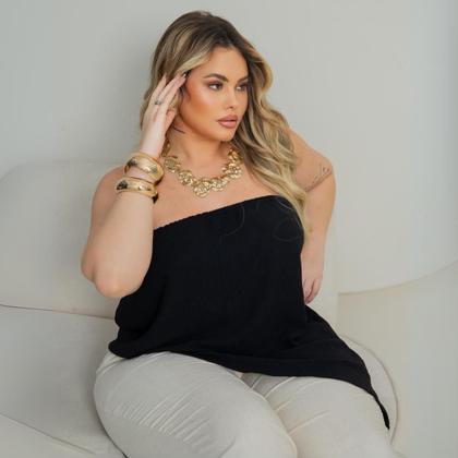 Imagem de Blusa Sem Alça Blusinha Plus Size Assimétrica Fresquinha Moda Verão 2026