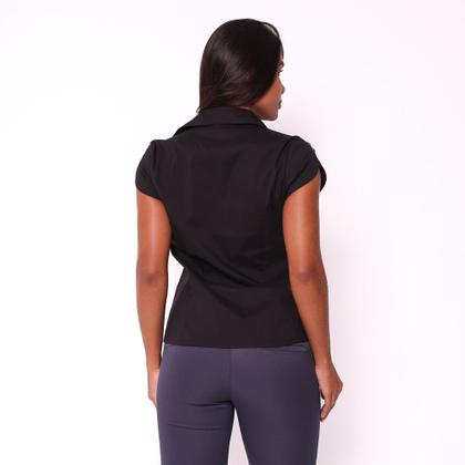 Imagem de Blusa Social Feminina Manga Curta Tecido de Poplin - Preto