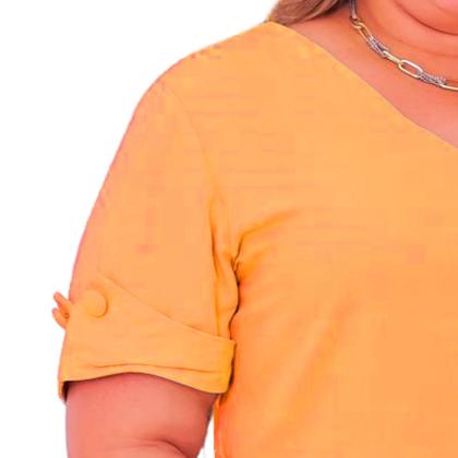 Imagem de Blusa Social Plus Size Feminina Camisa Manga Curta Botões Viscolinho