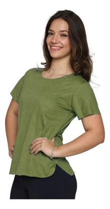 Imagem de Blusa Suede Feminina Com Manga Curta Corte A Fio Em Oferta