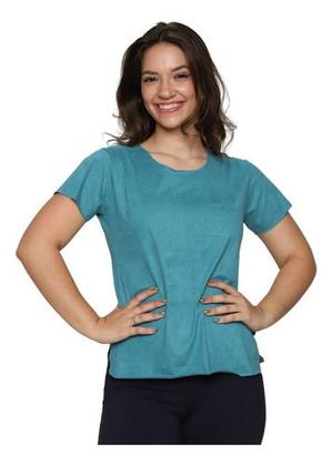 Imagem de Blusa Suede Feminina Com Manga Curta Corte A Fio Em Oferta