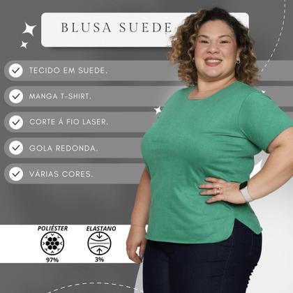 Imagem de Blusa Suede Feminina Plus Size Com Manga Curta Soltinha Verão