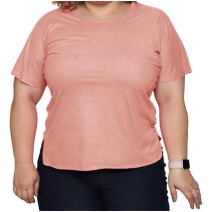 Imagem de Blusa Suede Feminina Plus Size Com Manga Curta Soltinha Verão