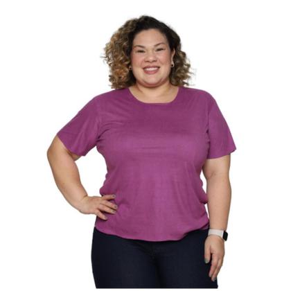 Imagem de Blusa Suede Feminina Plus Size Com Manga Curta Soltinha Verão