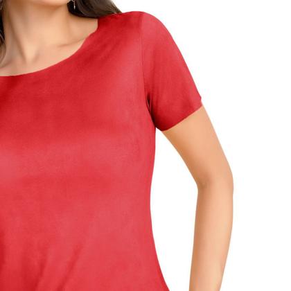 Imagem de Blusa Suede Feminina T-shirt Blusinha Básica Manga Curta