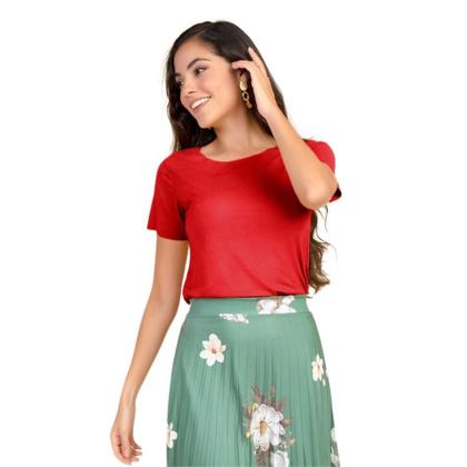 Imagem de Blusa Suede Feminina T-shirt Blusinha Básica Manga Curta