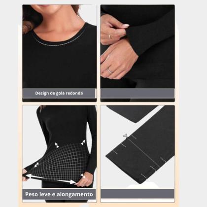 Imagem de Blusa Térmica Feminina Forrada Flanelada Para Inverno Frio - HR