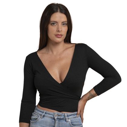 Imagem de Blusa Transpassada Feminina Social Festa Evento Elegante Moda