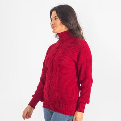 Imagem de Blusa Tricot De Lã Cacharrel Feminina Gola Alta Trançada