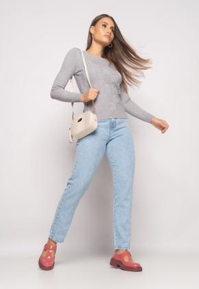 Imagem de Blusa Tricot Gola Redonda Manga Longa Tramas Cinza Salvatore