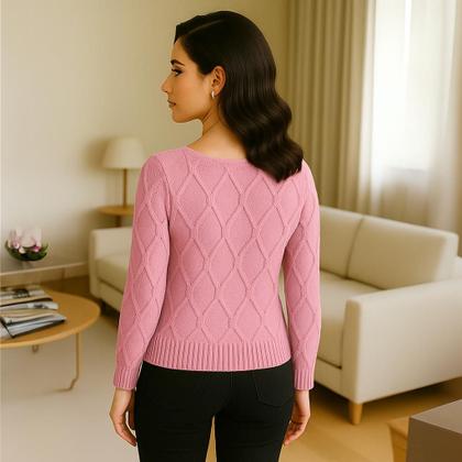 Imagem de Blusa Tricot Manga Longa Trama Relevo