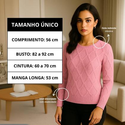 Imagem de Blusa Tricot Manga Longa Trama Relevo