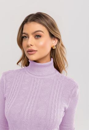 Imagem de Blusa Tricot Modal Gola Rolê Tramas Lilás Salvatore