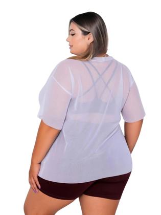 Imagem de Blusa Tule Feminina Fitness Academia PLus Size Branco