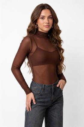 Imagem de Blusa Tule Manga Longa Feminina Luxo