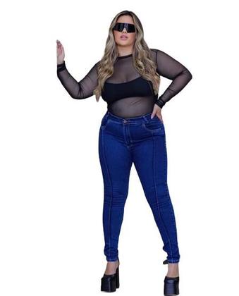 Imagem de Blusa Tule Transparente Plus Size Manga Longa