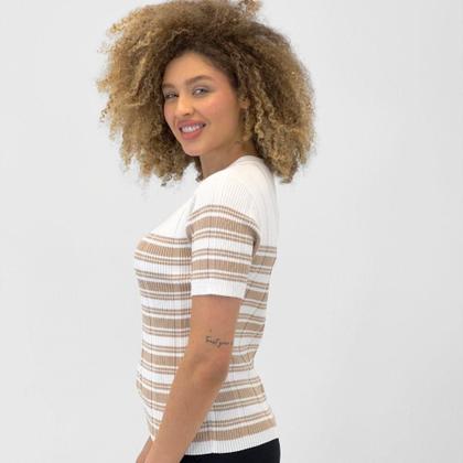 Imagem de Blusa Via Tricot Modal Listrada Manga Curta Feminina