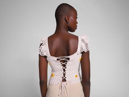 Imagem de Blusa Vista Magalu Crochê Cropped Mini Flores