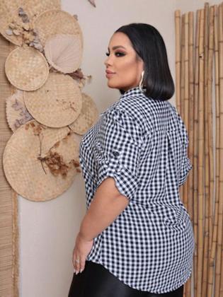 Imagem de Blusa Xadrex Meia Manga Plus Size Festa Junina - REF.9106