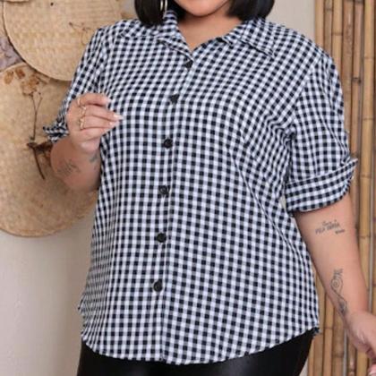 Imagem de Blusa Xadrex Meia Manga Plus Size Festa Junina - REF.9106