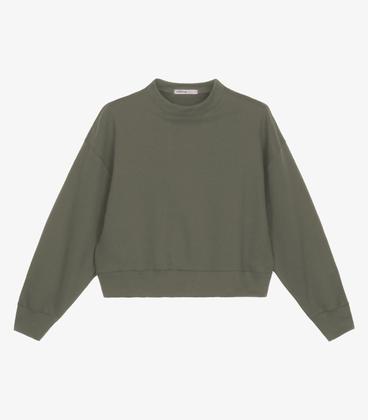 Imagem de Blusão Cropped Manga Longa Moletom Básico Endless Verde