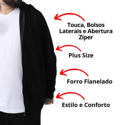 Imagem de Blusão Moletom Basicamente Aberto Zíper Plus Size 1000094548