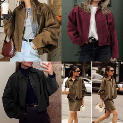 Imagem de Blusão Xunger Faux Suede Bomber para mulher, cáqui, tamanho M