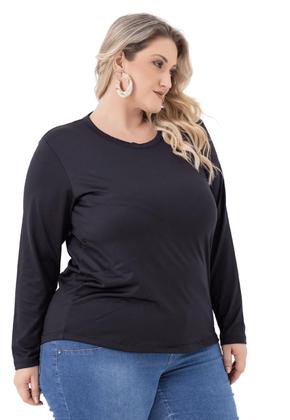 Imagem de Blusas de manga longa térmica peluciada feminina gola redonda plus size 503.c2