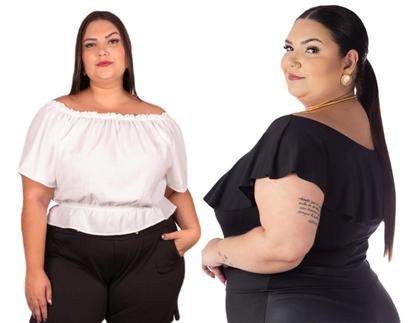 Imagem de Blusas Duna Feminina Plus Size + Body Suplex Babado Ciganinha