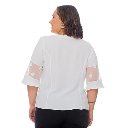Imagem de Blusas Femininas Plus Size Festa Elegante Renda Detalhes Ombros