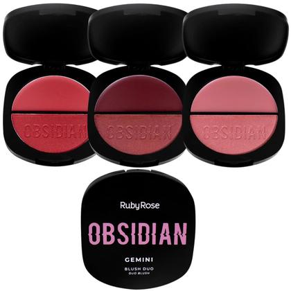 Imagem de Blush Duo Cremoso Compacto Gemini Obsidian Ruby Rose HB1000