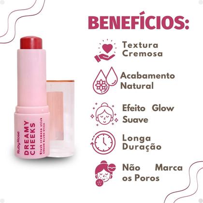 Imagem de Blush Stick Ruby Rose Dreamy Cheeks Frosted Rose HB-M01-5 6,57g