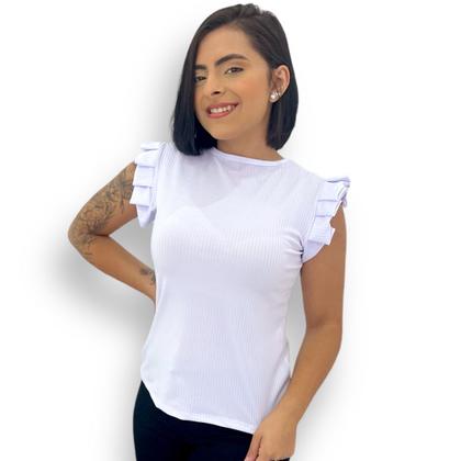 Imagem de Blusinha Feminina Caneladinha Manguinha Morcego Sem Bojo