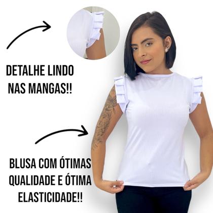 Imagem de Blusinha Feminina Caneladinha Manguinha Morcego Sem Bojo