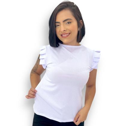 Imagem de Blusinha Feminina Caneladinha Manguinha Morcego Sem Bojo