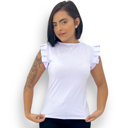 Imagem de Blusinha Feminina Caneladinha Manguinha Morcego Sem Bojo