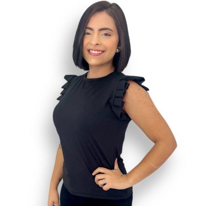 Imagem de Blusinha Feminina Caneladinha Manguinha Morcego Sem Bojo