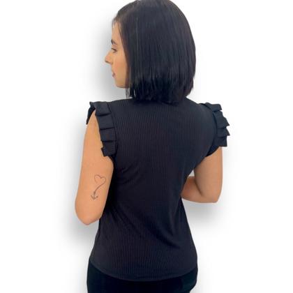 Imagem de Blusinha Feminina Caneladinha Manguinha Morcego Sem Bojo