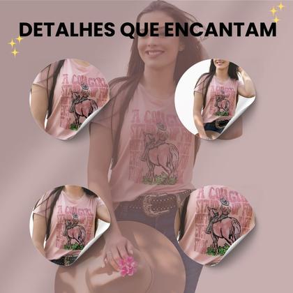 Imagem de Blusinha Feminina Country Com Strass Cowgirl Horse Zoe