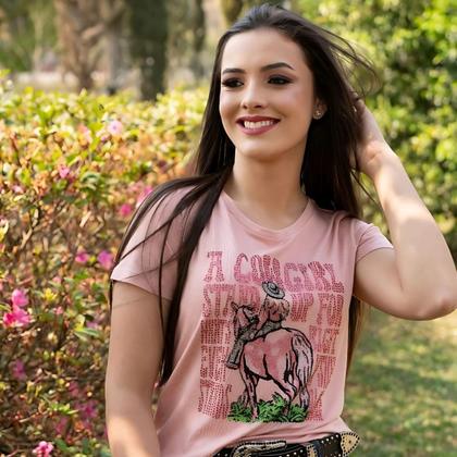 Imagem de Blusinha Feminina Country Com Strass Cowgirl Horse Zoe