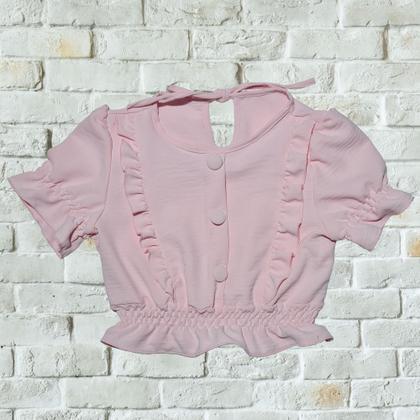 Imagem de Blusinha Infantil Menina Mangas Bufante Babado Princesa