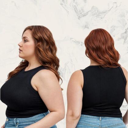 Imagem de Blusinha Regata Canelada Feminina Plus Size Gola Redonda