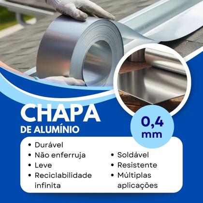 Imagem de Bobina Chapa Folha Alumínio Calha rufo telhado 40cm com 5M