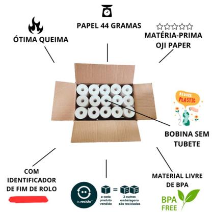 Imagem de Bobina Térmica 80x30mm Branca 30 Unidades Cupom Fiscal Para Impressora PDV SAT NFCe Papel OJI Sem BPA Alta Qualidade