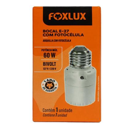 Imagem de Bocal com Sensor de Fotocélula Foxlux E27 Bivolt  Acendimento Automático para Iluminação Interna e Externa Coberta