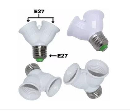 Imagem de Bocal Soquete Adaptador Derivador Y Duplo Duas Lampadas E27